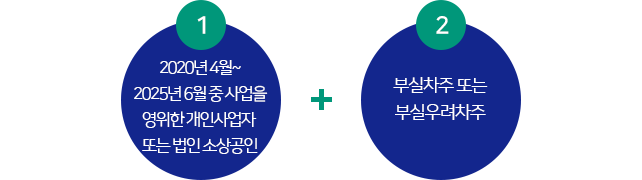 2020년 4월~2025년 6월 중 사업을 영위한 개인사업자 또는 법인 소상공인 + 부실차주 또는 부실우려차주